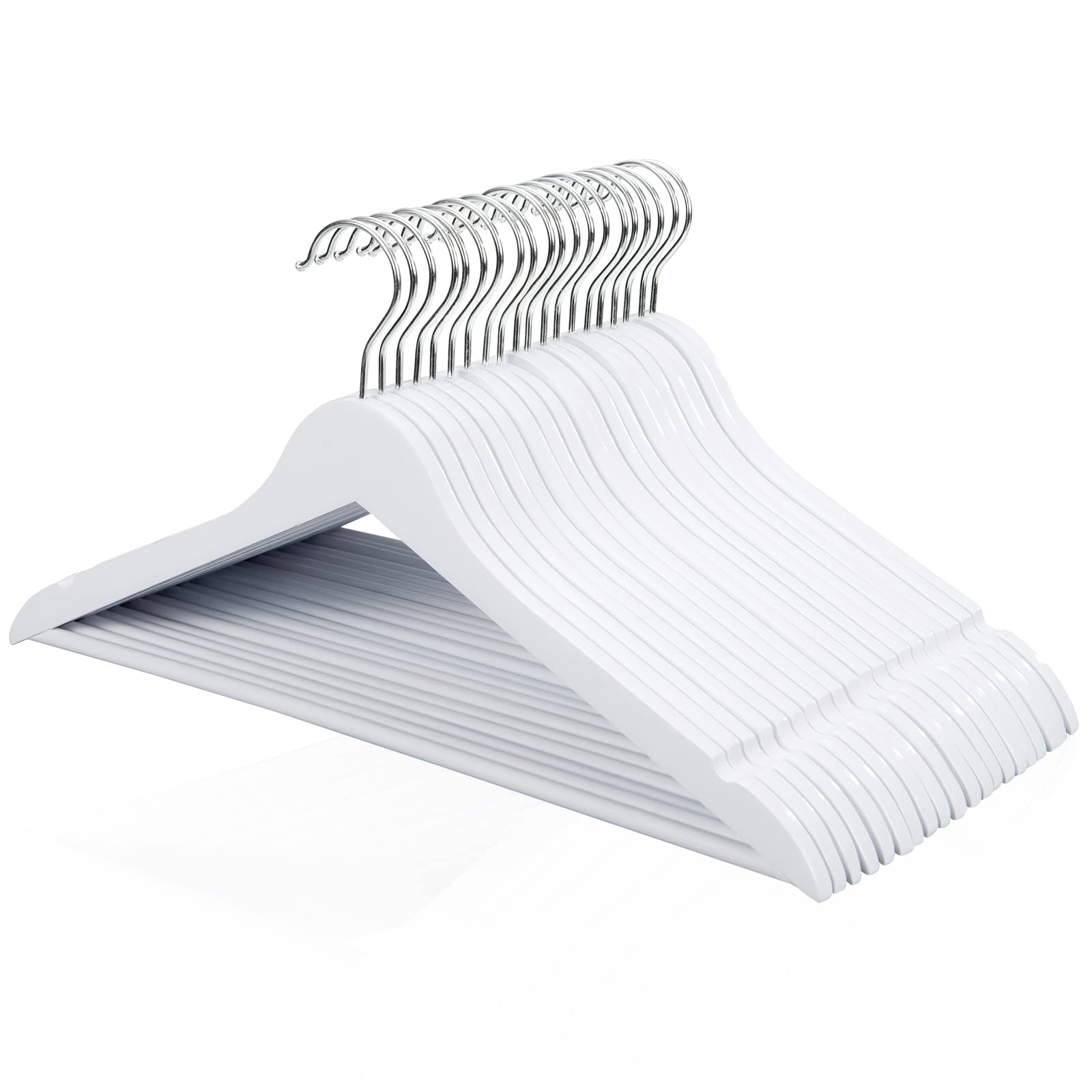 FairyHaus Wooden Hangers 30 Pack, Smooth Finish Wood Hangers with 360 Swivel Hook and Notches, Slim Wooden Coat Hangers with Pan